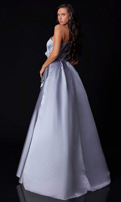 Terani Couture - 2111E4728 Bow Accent One-Shoulder Gown with Overskirt Evening Dresses