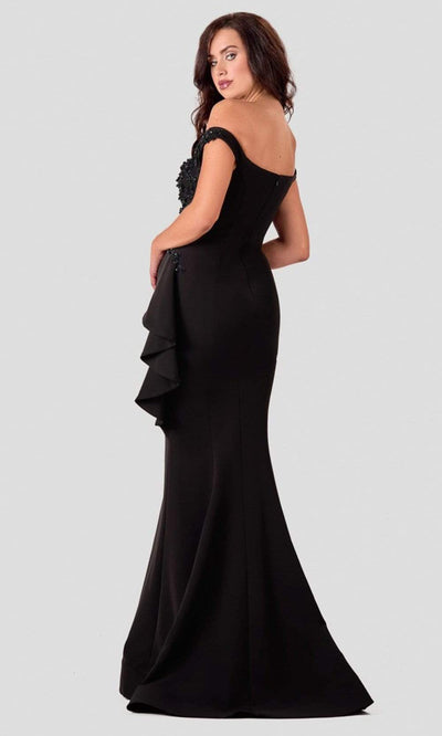 Terani Couture - 2111E4732 Off-Shoulder Beaded Applique Trumpet Gown Evening Dresses