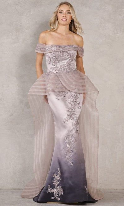 Terani Couture 2111E4746 - Off-shoulder Formal Gown Evening Dresses 00 / Lilac Ombre