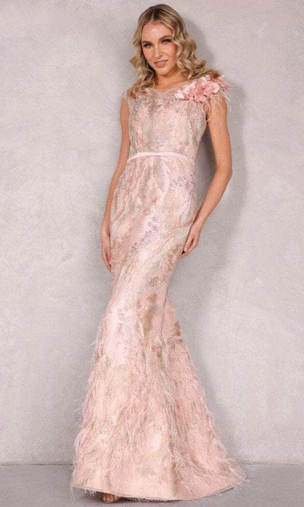 Terani Couture 2111E4754 - Cap Sleeve Mermaid Evening Gown Evening Dresses 0 / Blush