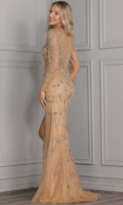 Terani Couture - 2111GL5023 Plunging V-Neck Appliqued Gown Special Occasion Dress