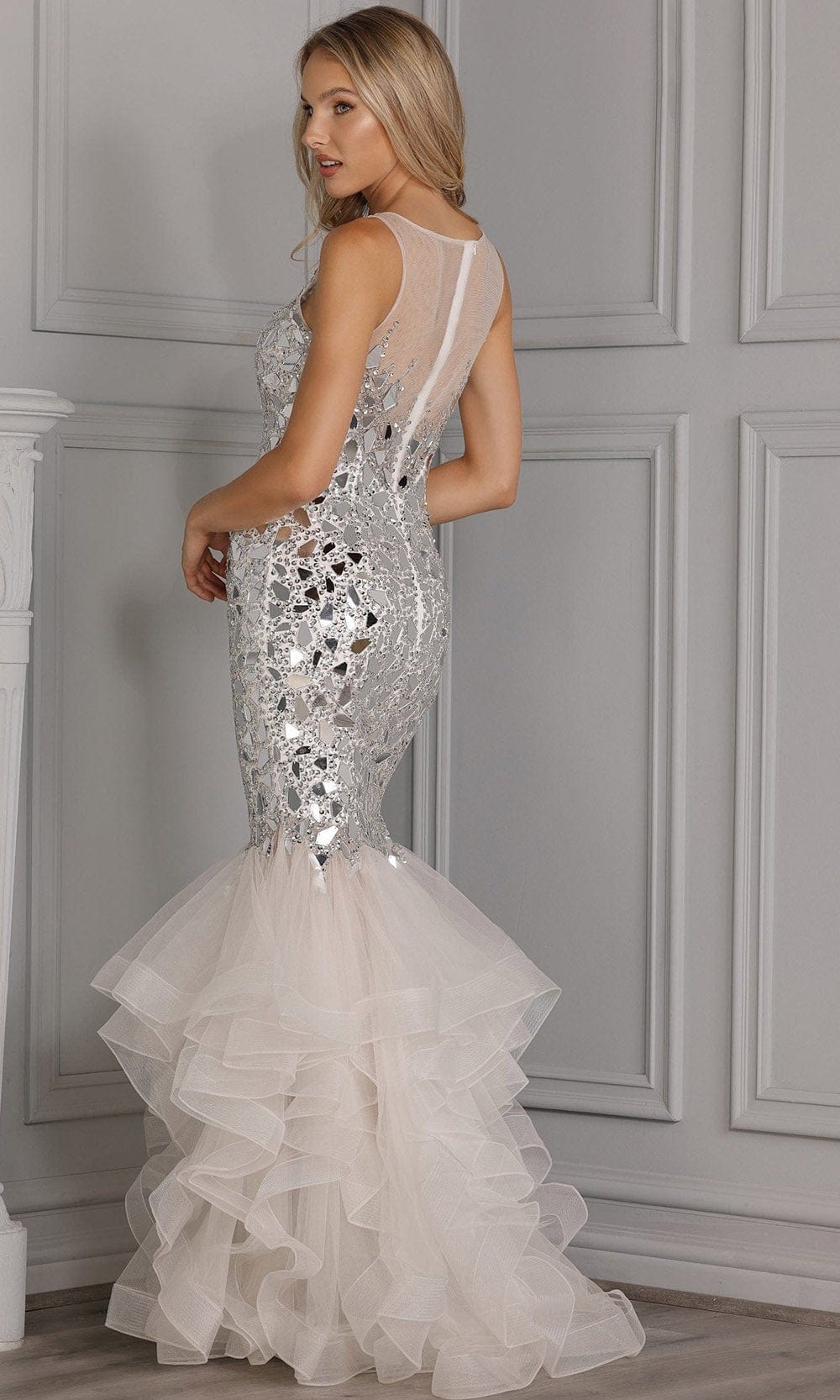 Terani Couture - 2111P4198 V-Neck Crystal Embellished Gown Special Occasion Dress