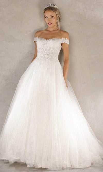 Terani Couture - 2215P0034 Off Shoulder Applique Bridal Gown Bridal Dresses 00 / Ivory