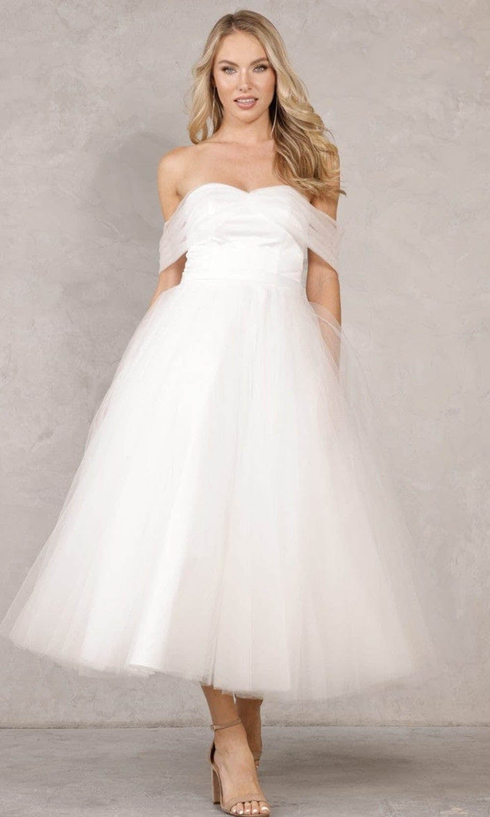 Terani Couture - 2215P0035 Sheer Off Shoulder Dress Cocktail Dresses 00 / Ivory