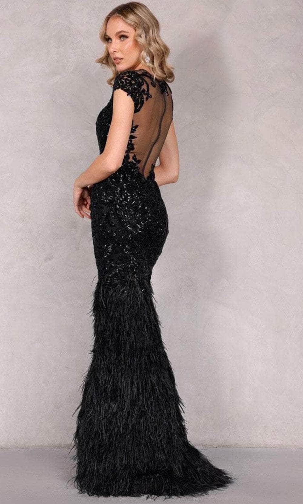 Terani Couture 2221GL0427 - Feathered Trumpet Evening Dress Evening Dress