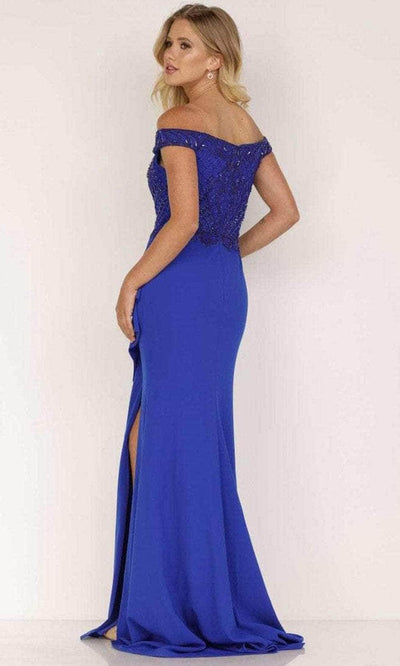 Terani Couture 2221M0381 - Off Shoulder Evening Dress with Slit Evening Dresses 6 / Black