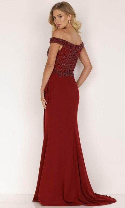 Terani Couture 2221M0381 - Off Shoulder Evening Dress with Slit Evening Dresses 6 / Black