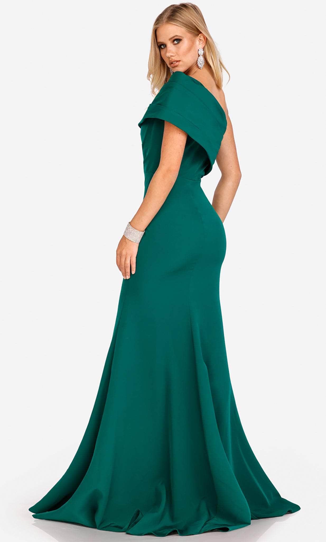 Terani Couture 231M0473 - Pleated Asymmetrical Neckline Mermaid Long Gown Special Occasion Dress