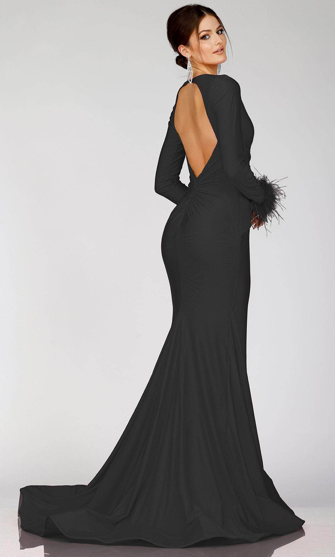 Terani Couture 231P0074 - Long Sleeve Feathered Evening Gown Evening Dresses