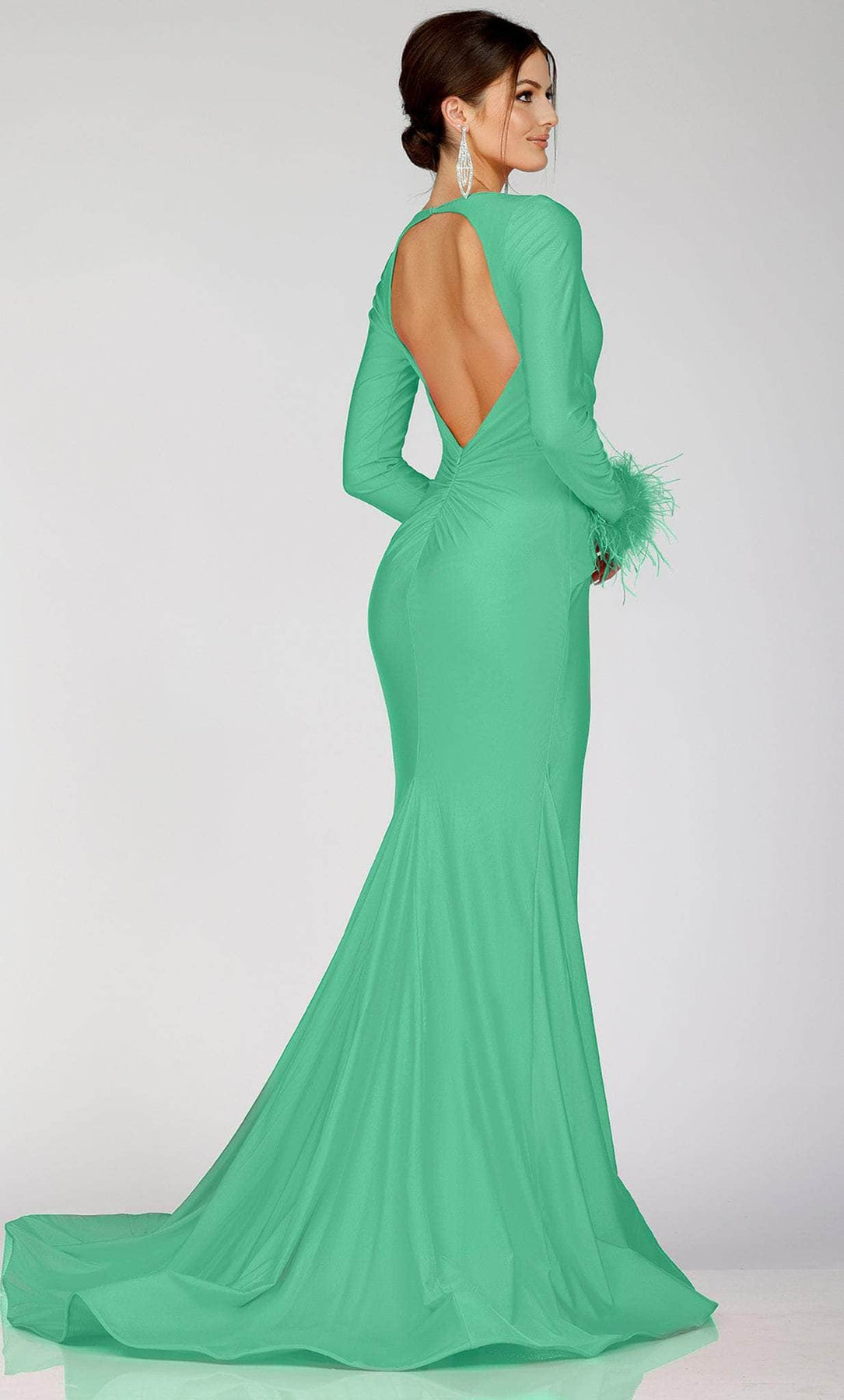 Terani Couture 231P0074 - Long Sleeve Feathered Evening Gown Evening Dresses