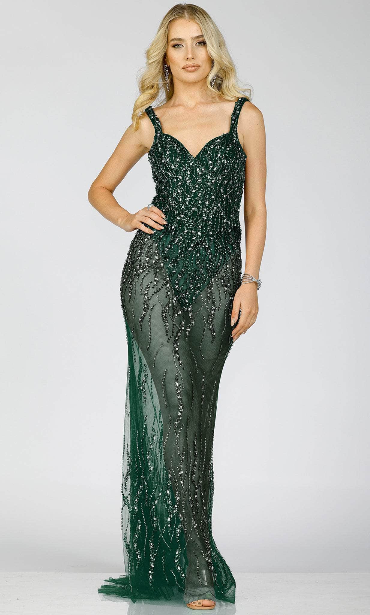 Terani Couture 231P0141 - Beaded Sweetheart Prom Gown Special Occasion Dress 00 / Emerald
