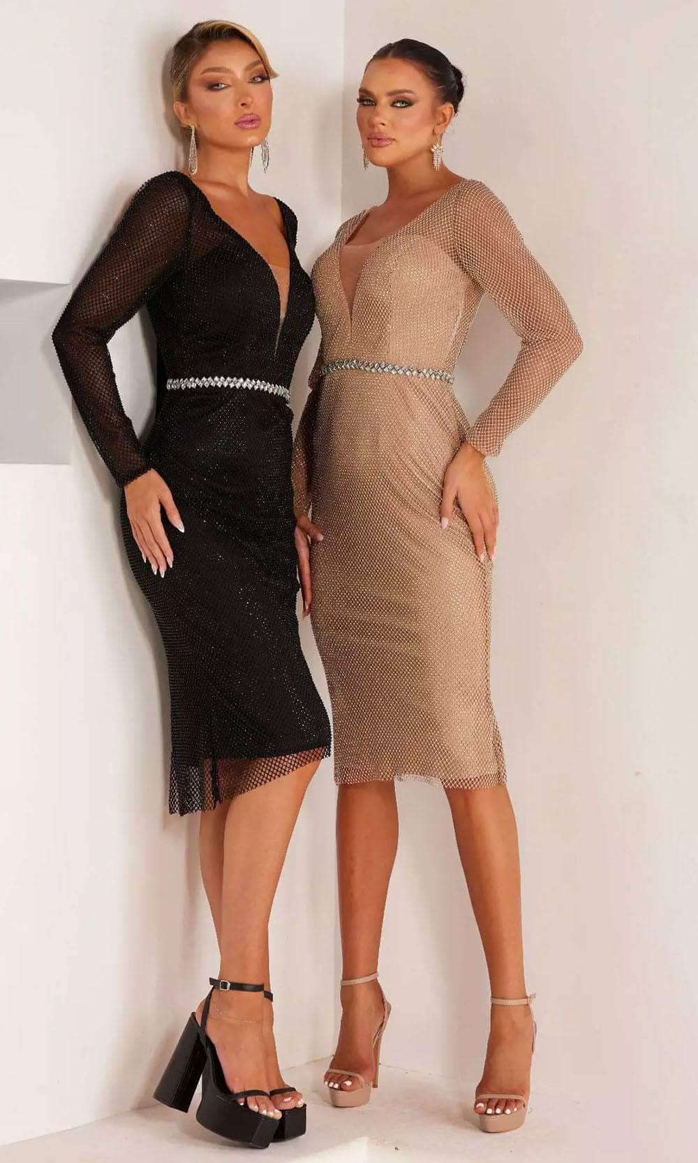 Terani Couture 232C1105 - Fishnet Evening Dress Cocktail Dresses