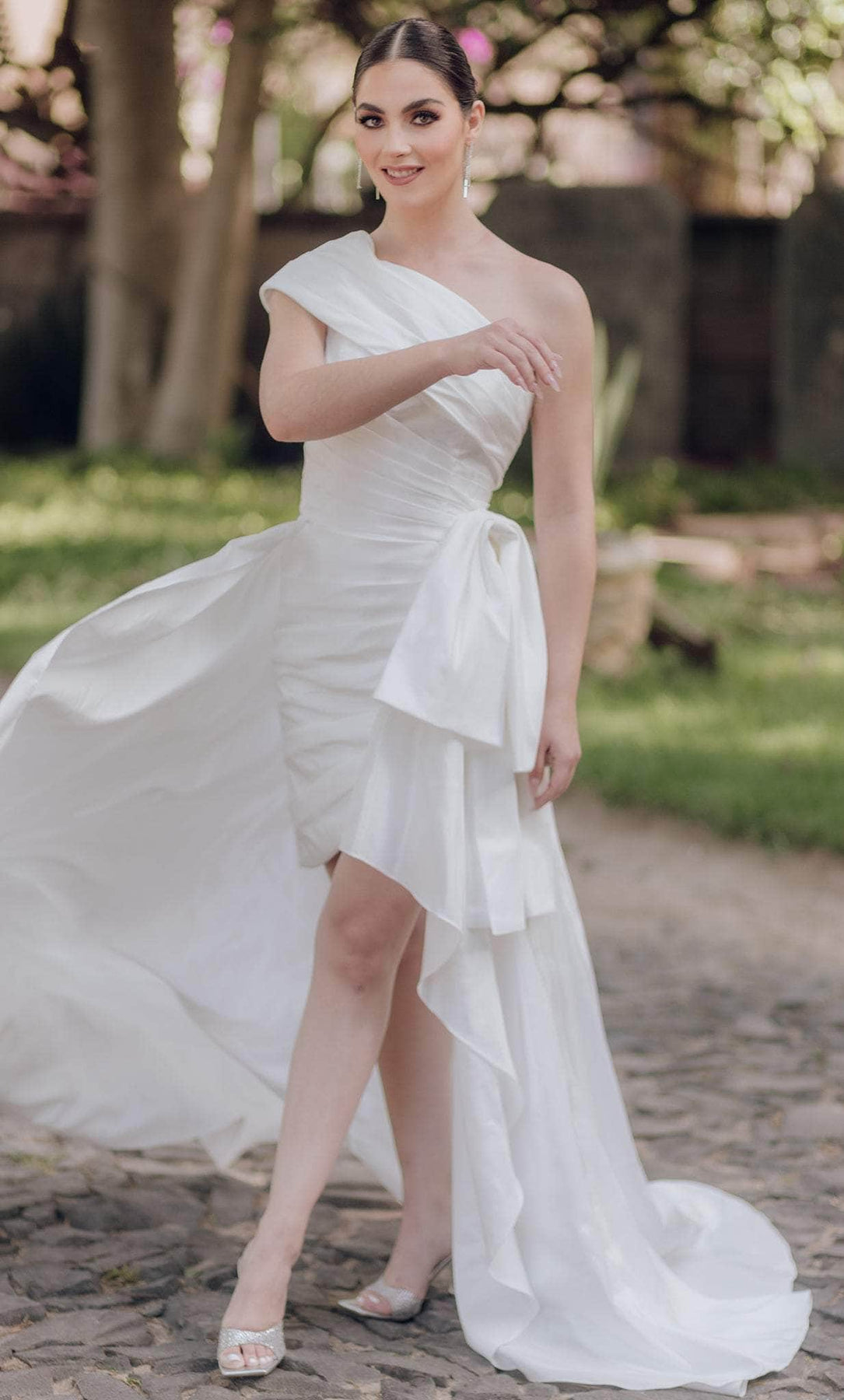 Terani Couture 232C1134 - One Shoulder Cocktail Dress Cocktail Dresses 00 / Ivory