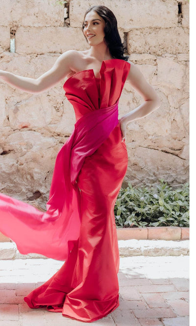 Terani Couture 232E1276 - Bow Bodice Strapless Evening Gown Special Occasion Dress