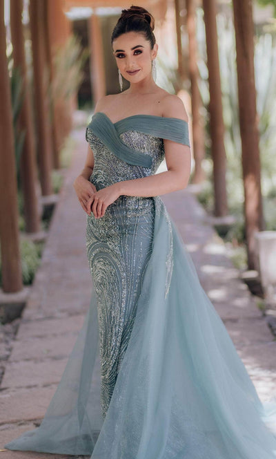 Terani Couture 232E1334 - Off Shoulder Overskirt Evening Gown Special Occasion Dress