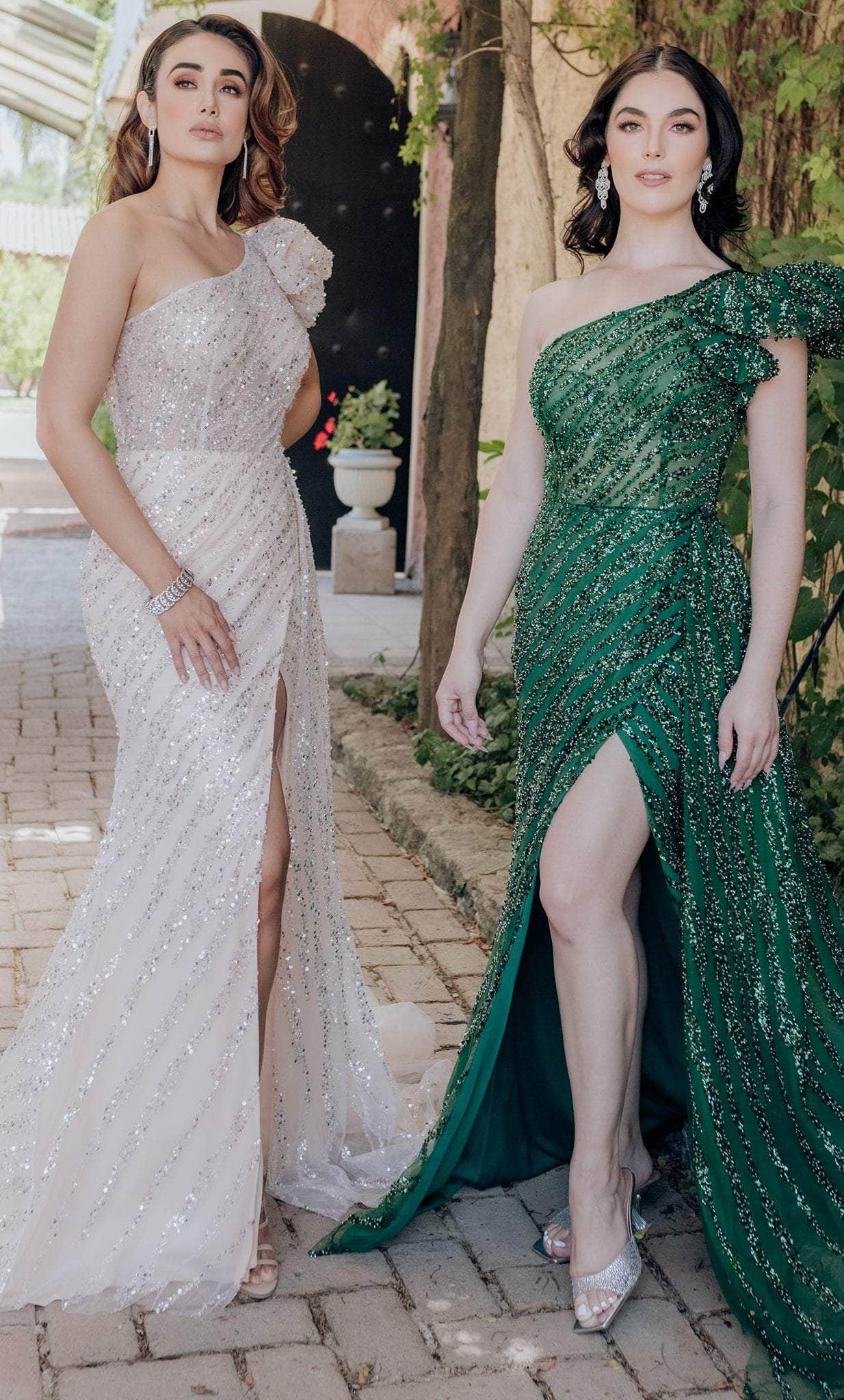 Terani Couture 232GL1479 - Sequin Embellished One Sleeve Evening Gown Special Occasion Dress