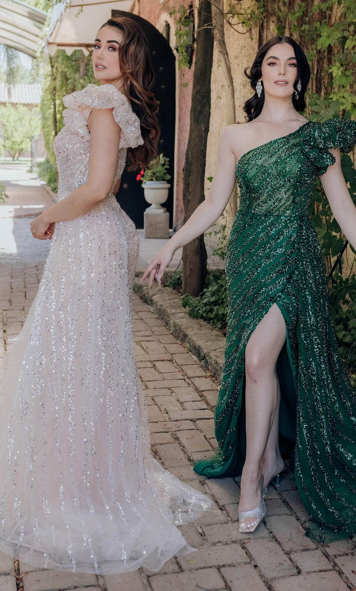 Terani Couture 232GL1479 - Sequin Embellished One Sleeve Evening Gown Special Occasion Dress