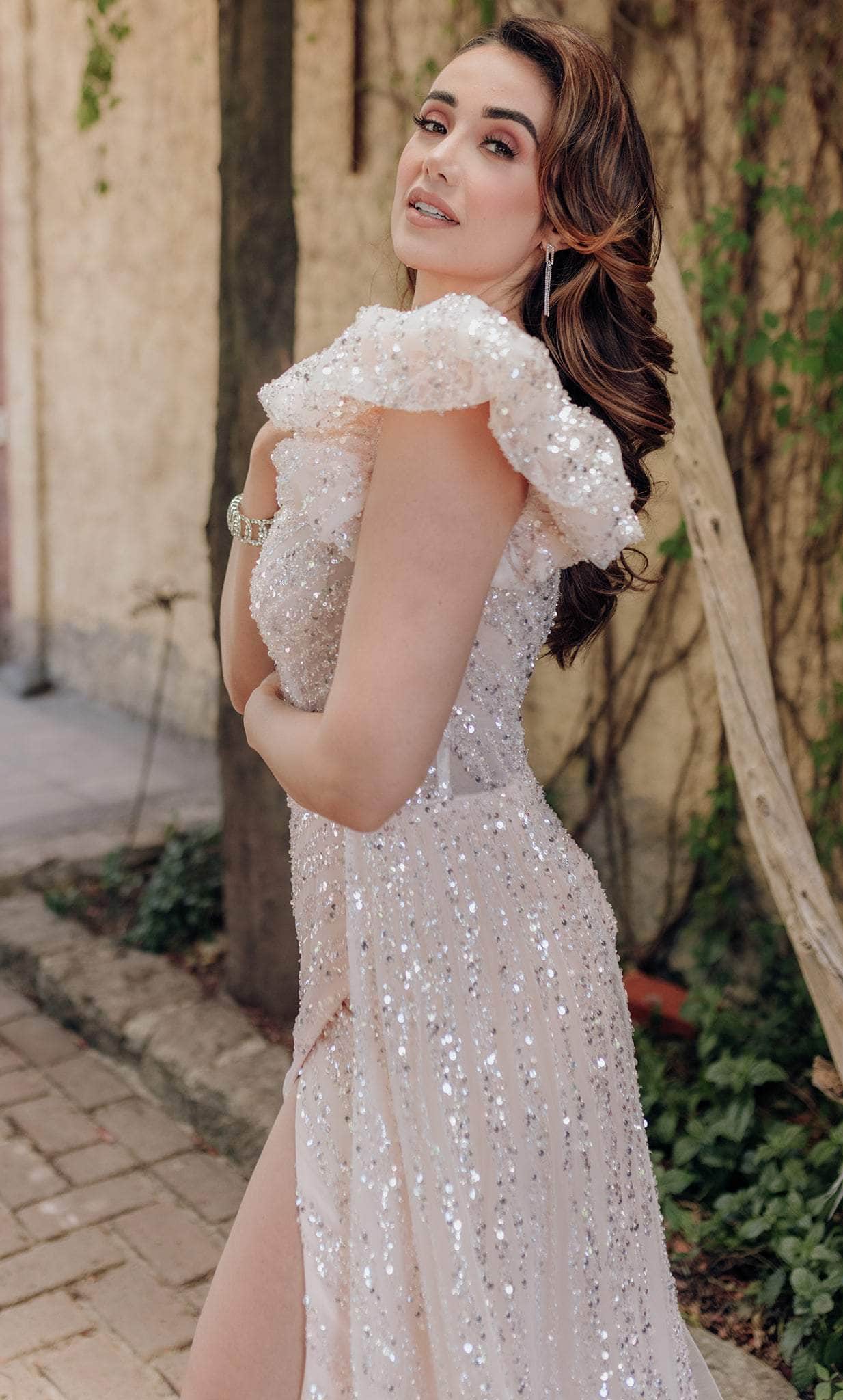 Terani Couture 232GL1479 - Sequin Embellished One Sleeve Evening Gown Special Occasion Dress