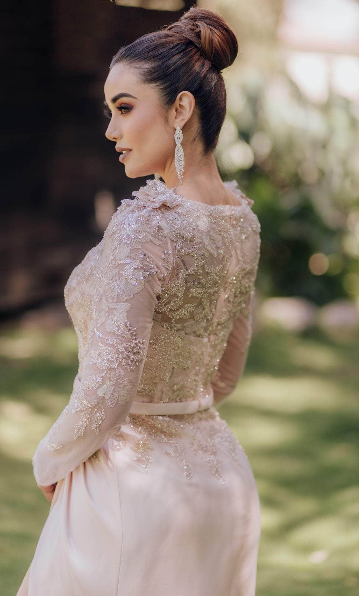 Terani Couture 232M1557 - Long Sleeve High Slit Evening Gown Special Occasion Dress