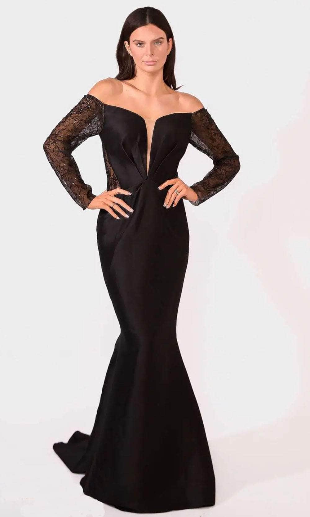 Terani Couture 241M2734 - Long Sleeves Off-Shoulder Evening Dress Evening Gown