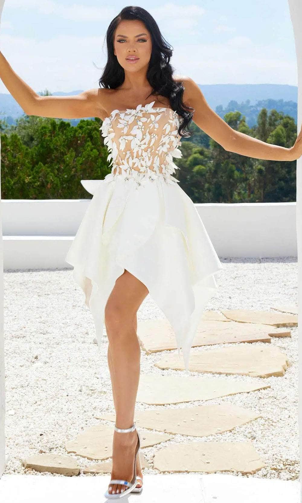 Terani Couture 241P2006 - Strapless Leaf Embellished Cocktail Dress Cocktail Dresses