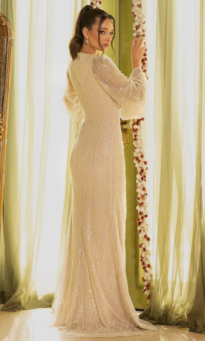 Terani Couture 242M3360 - Sequined Long Bell Sleeve Evening Gown Mother Of The Bride Dresses