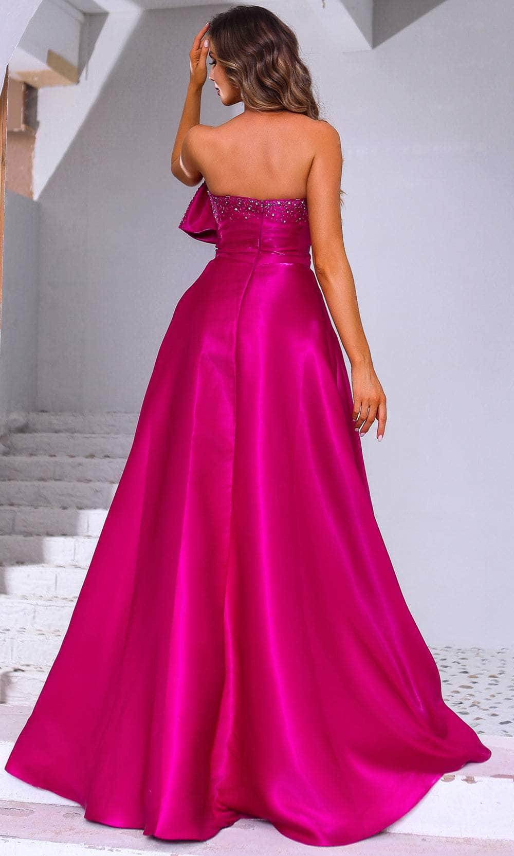 Terani Couture 251E4051 - Strapless A-Line Evening Gown with Slit Evening Dresses