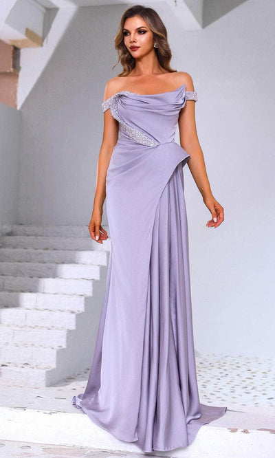 Terani Couture 251E4220 - Pleated Skirt Satin Evening Gown Mother of the Bride Dresses 00 /  Lavender