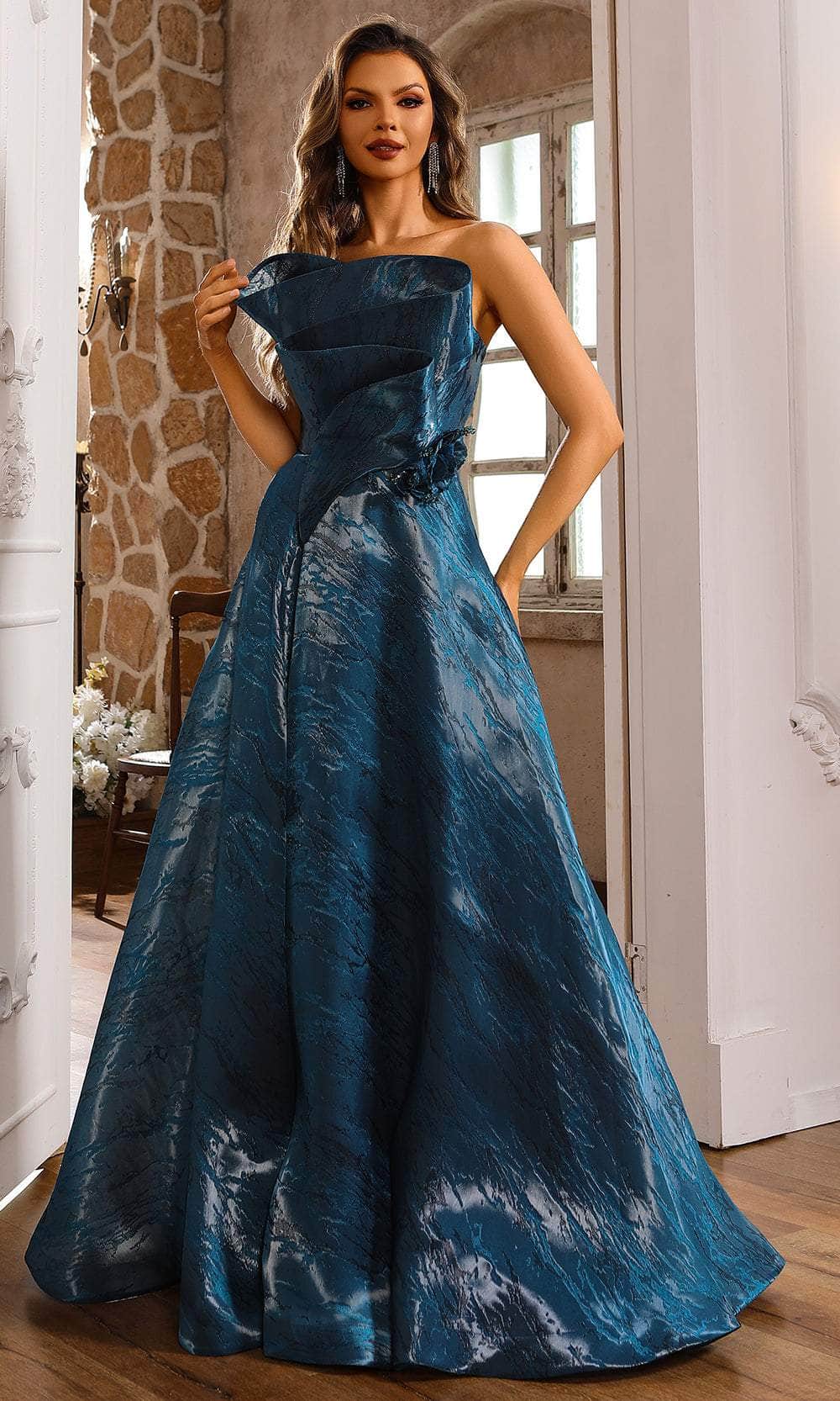 Terani Couture 251E4287 - Strapless A-Line Evening Gown Evening Dresses 00 /  Blue