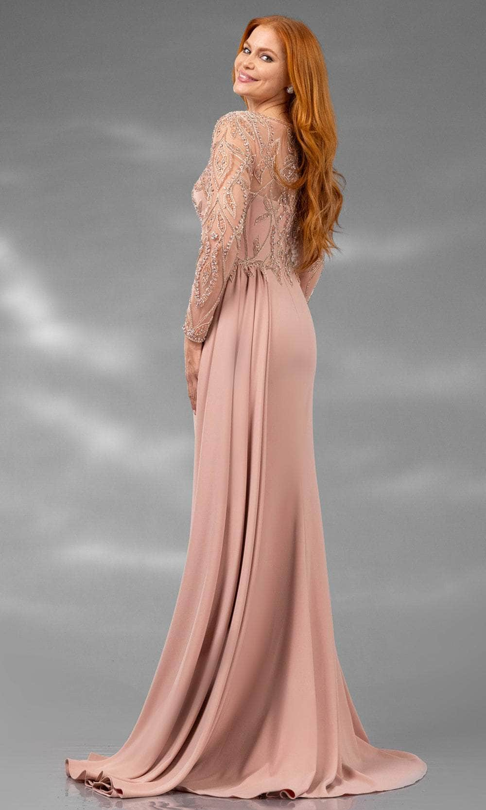 Terani Couture 251M4420 - Long Sleeve Crepe Sheath Evening Gown Mother of the Bride Dresses