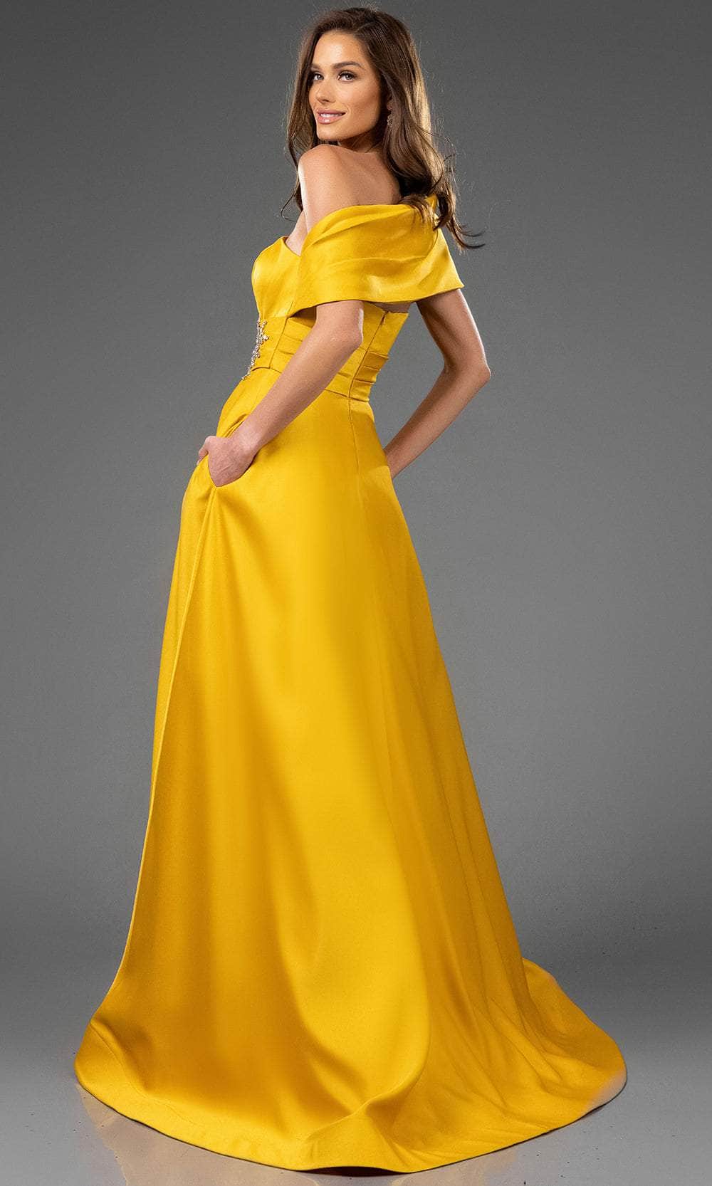 Terani Couture 251M4441 - One Sholder Pleated Waistband Evening Gown Mother of the Bride Dresses