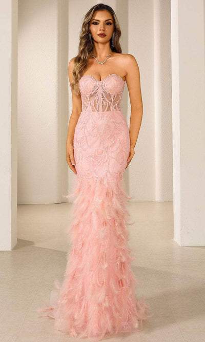 Terani Couture 251P4002 - Embroidered Tulle Strapless Prom Dress Evening Dresses 00 /  Blush