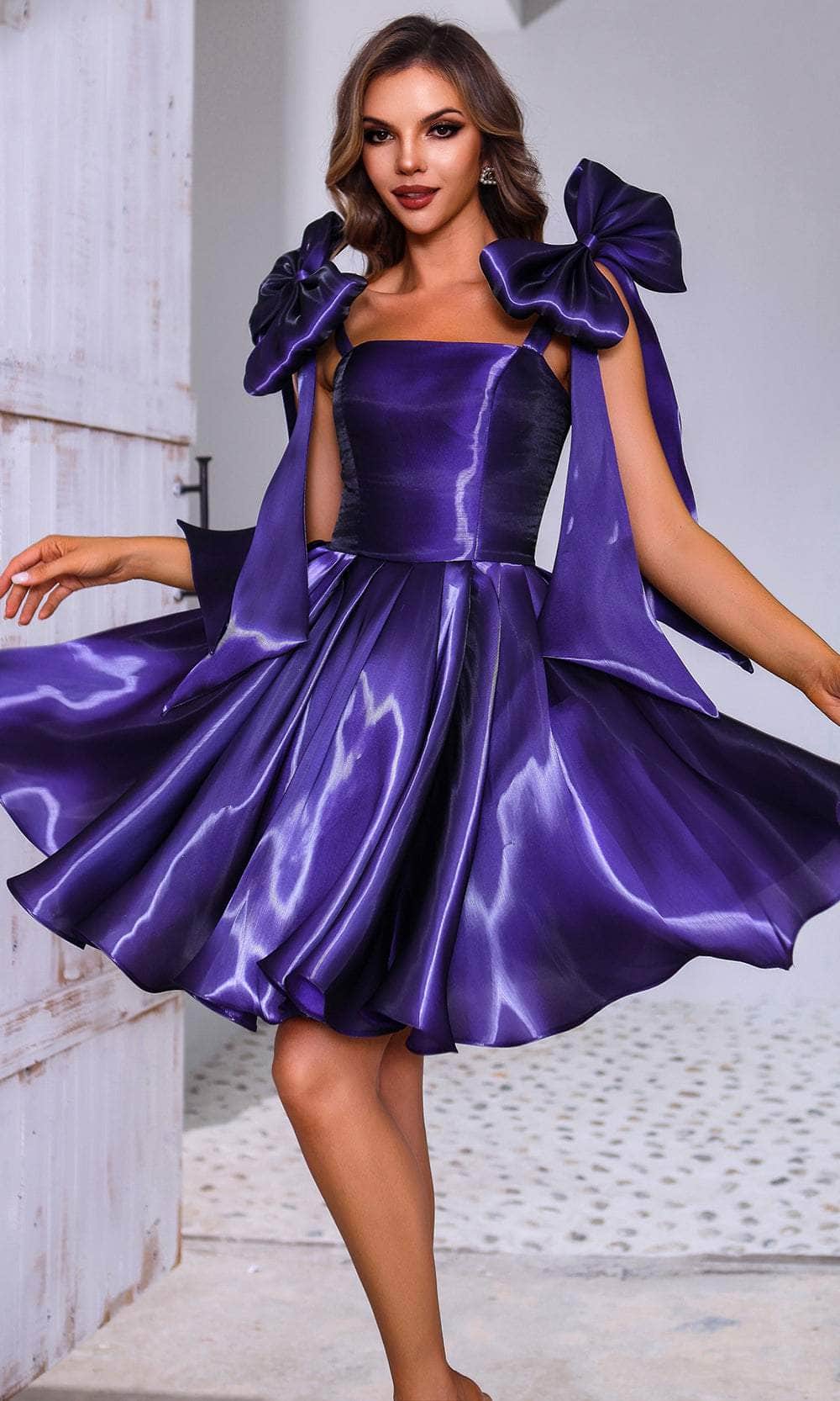 Terani Couture 251P4047 - Bow Accented Straps A-Line Cocktail Dress Cocktail Dresses