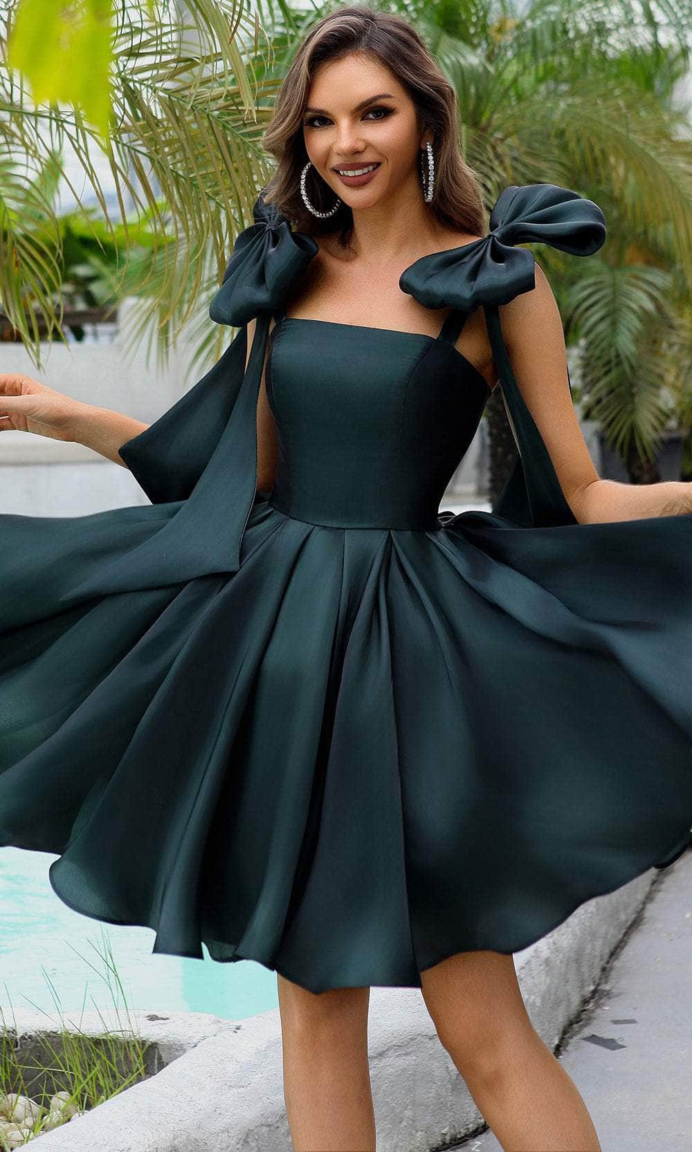 Terani Couture 251P4047 - Bow Accented Straps A-Line Cocktail Dress Cocktail Dresses