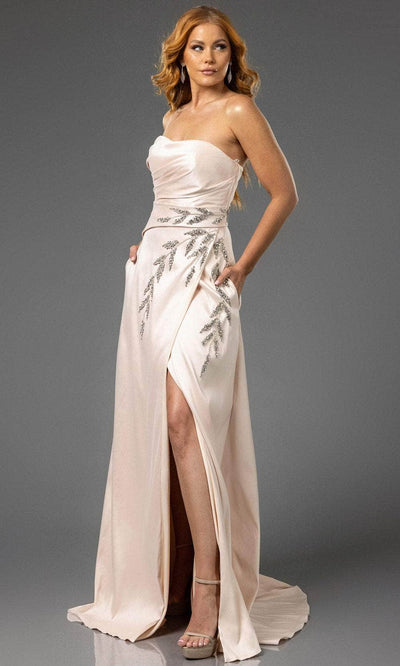 Terani Couture 251P4061 - Straight Neck Beaded Applique Prom Gown Special Occasion Dress