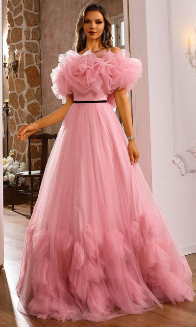 Terani Couture 251P4090 - Ruffled Straight Neck Ballgown Ball Gowns