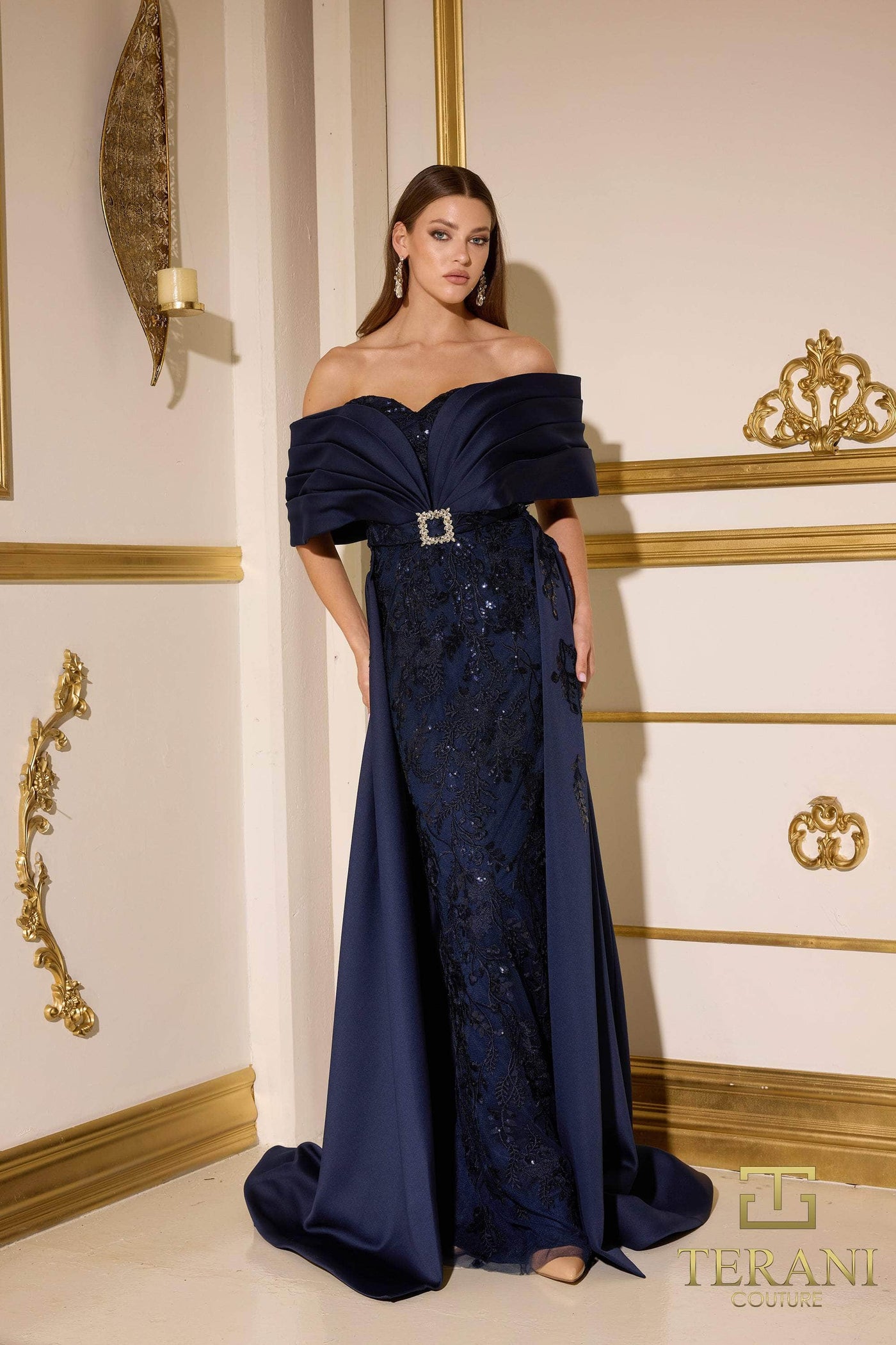 Terani Couture 252E5124 - Pleated Bodice Sweetheart Long Gown Special Occasion Dress