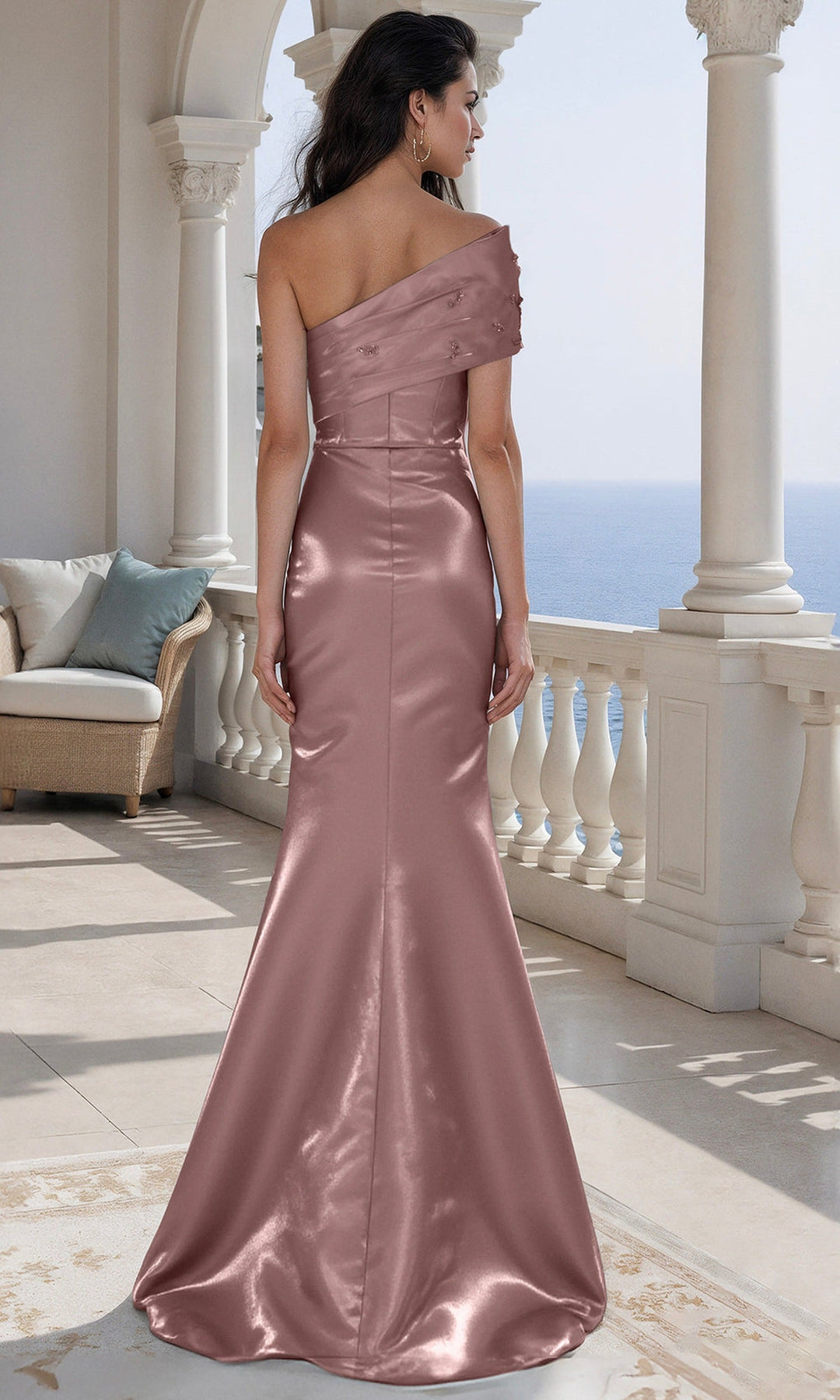 Terani Couture 261E6227 Beaded Accent Asymmetric Mermaid Dress