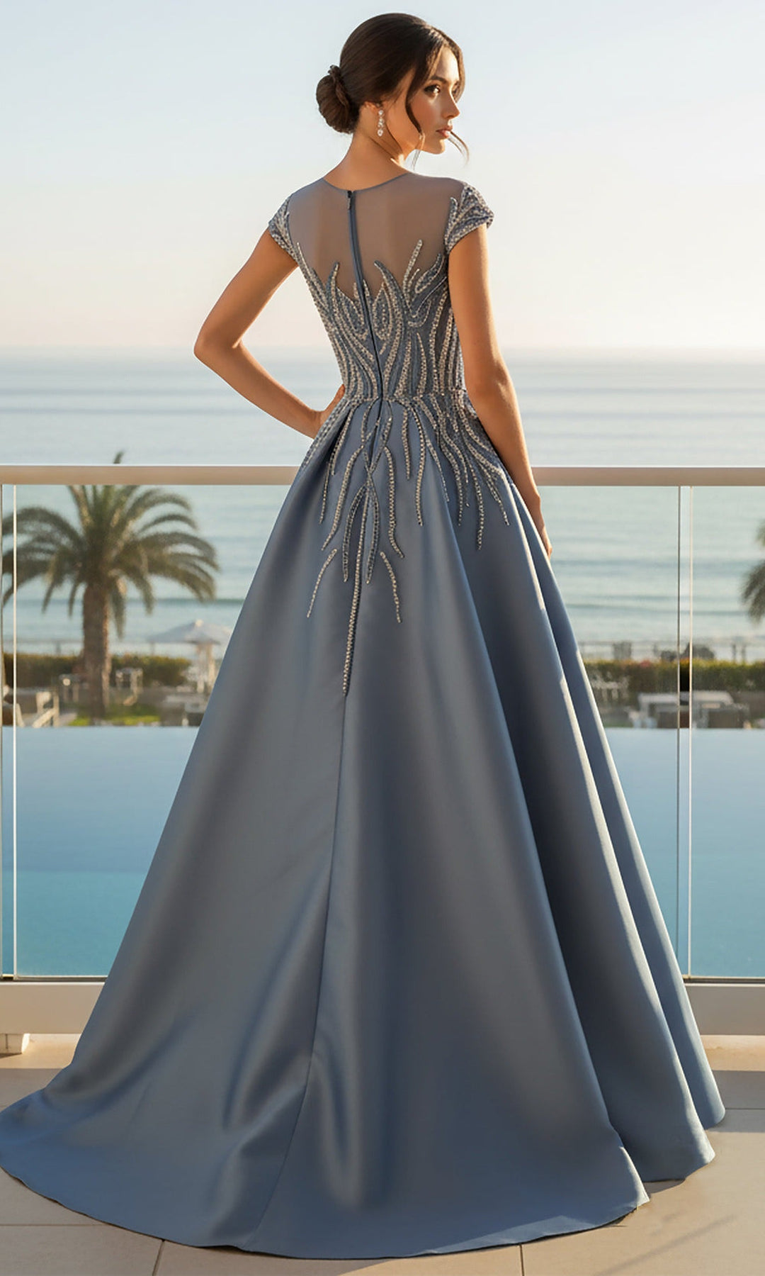 Terani Couture 261E6254 Cap Sleeve Crystal Beaded Evening Dress