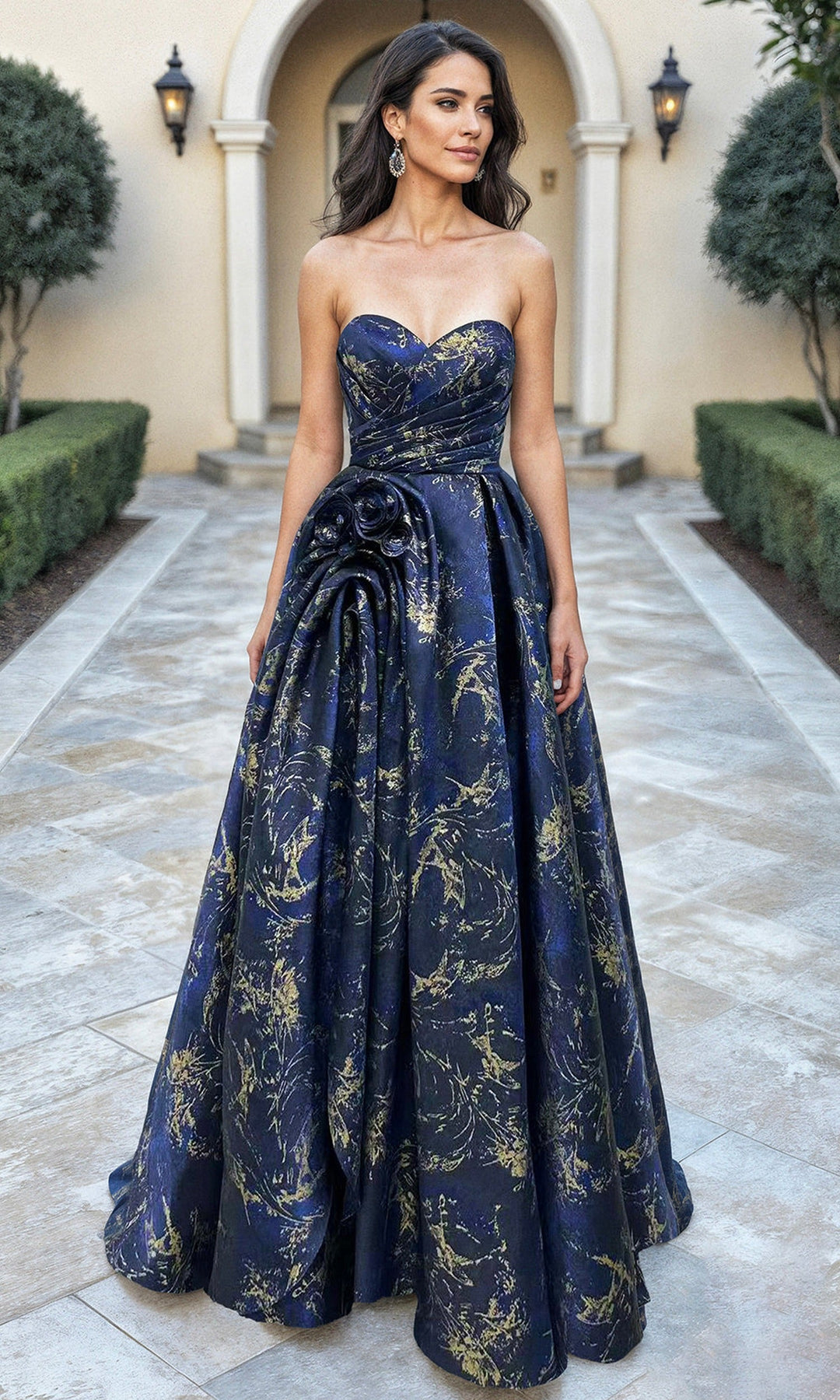 Terani Couture 261E6266 Sweetheart Floral Accent Evening Dress