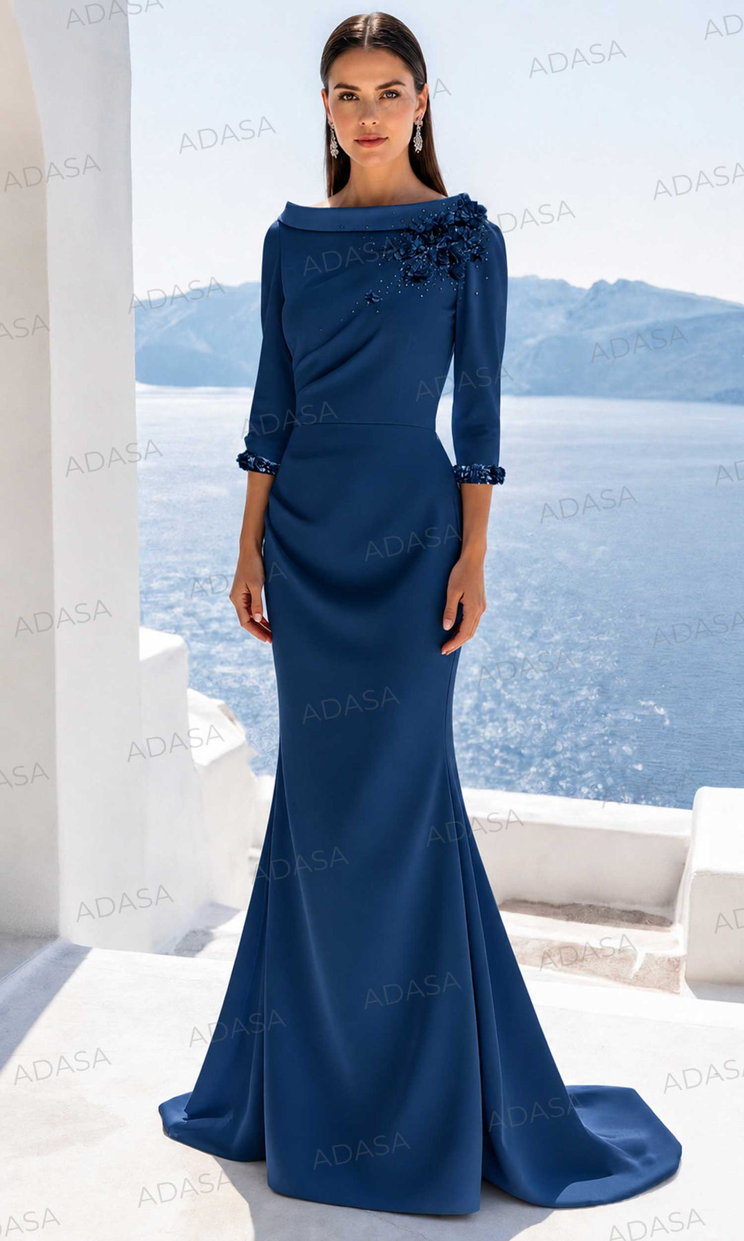 Terani Couture 261E6701 - Elegant Bateau Neckline Crepe Gown