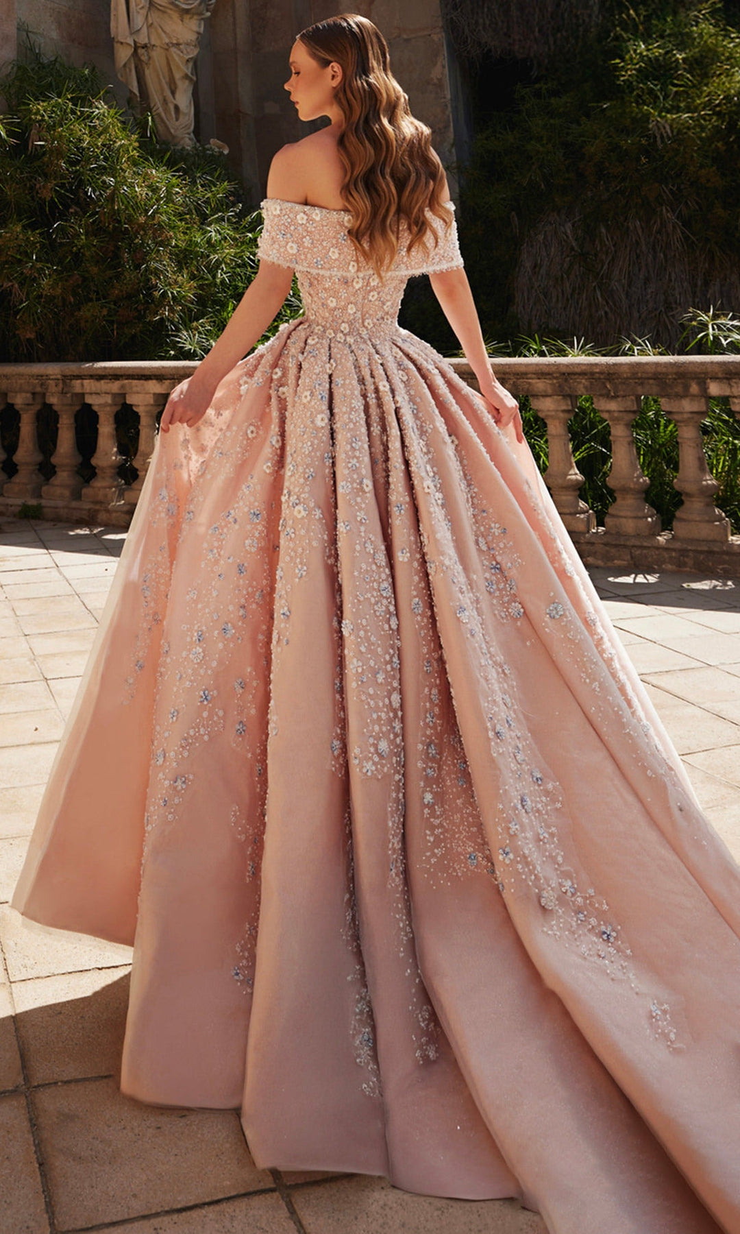 Terani Couture 261GL6659 Sweetheart Floral Beaded Gown with Overskirt