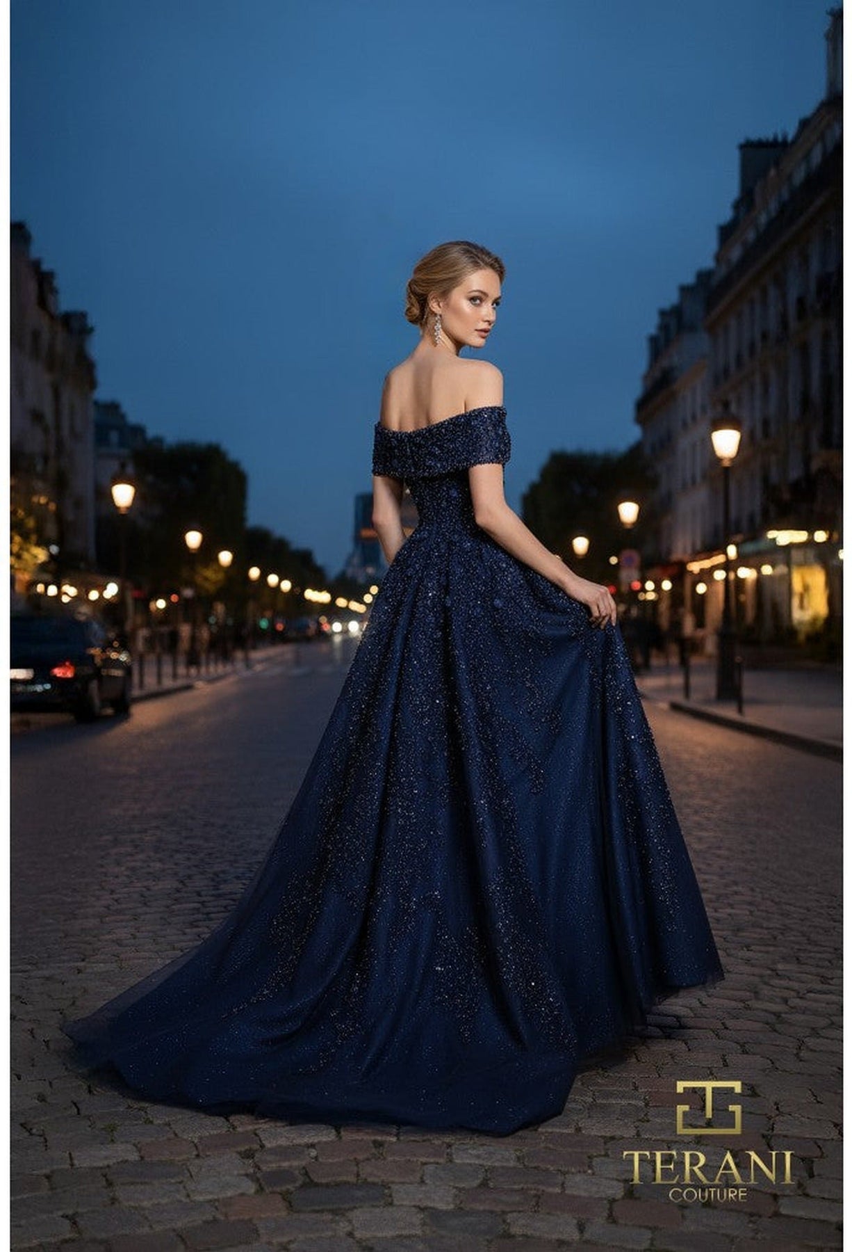 Terani Couture 261GL6659 Sweetheart Floral Beaded Gown with Overskirt