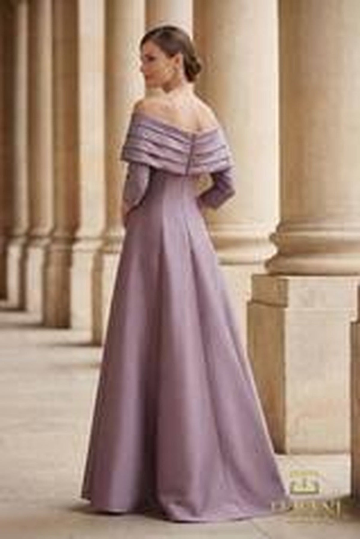Terani Couture 261M6434 Three-Quarter Sleeve Pleated A-Line Dress