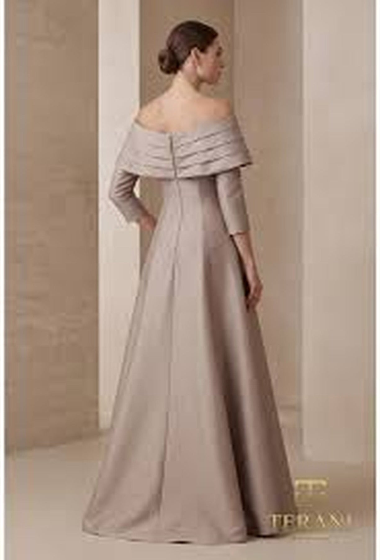 Terani Couture 261M6434 Three-Quarter Sleeve Pleated A-Line Dress