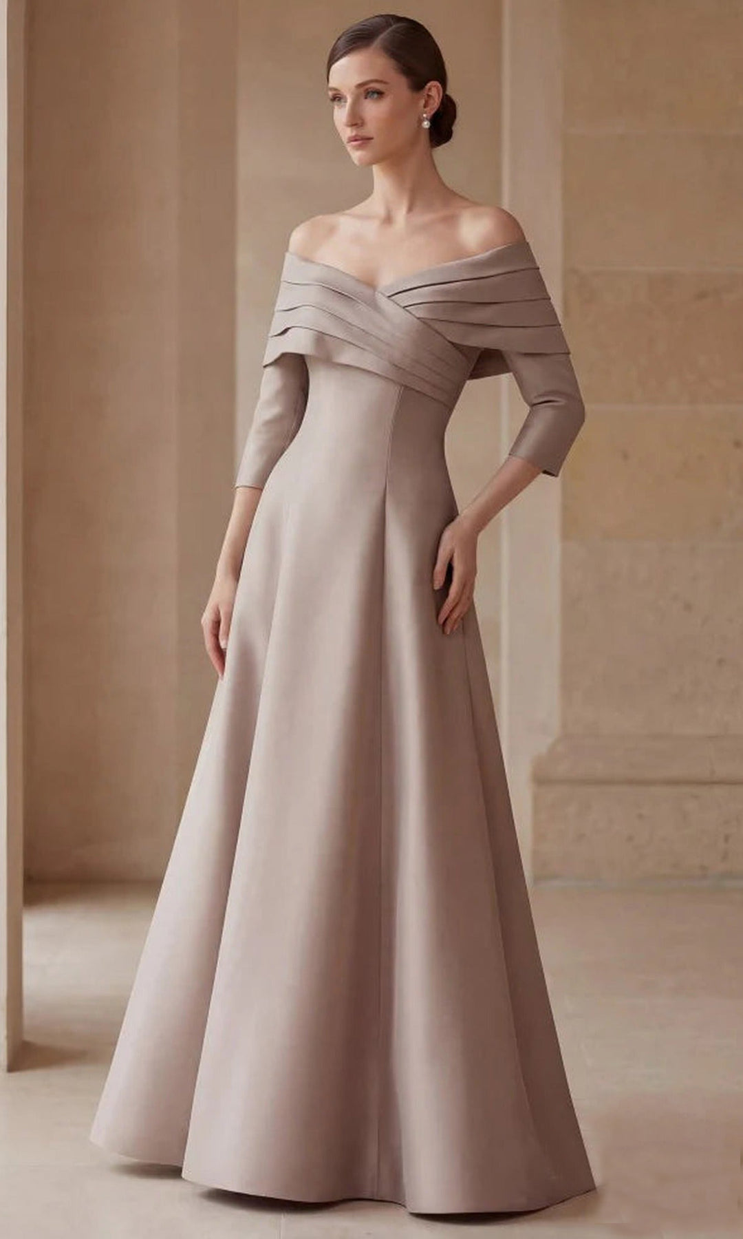 terani-couture-261m6434-three-quarter-sleeve-pleated-a-line-dress