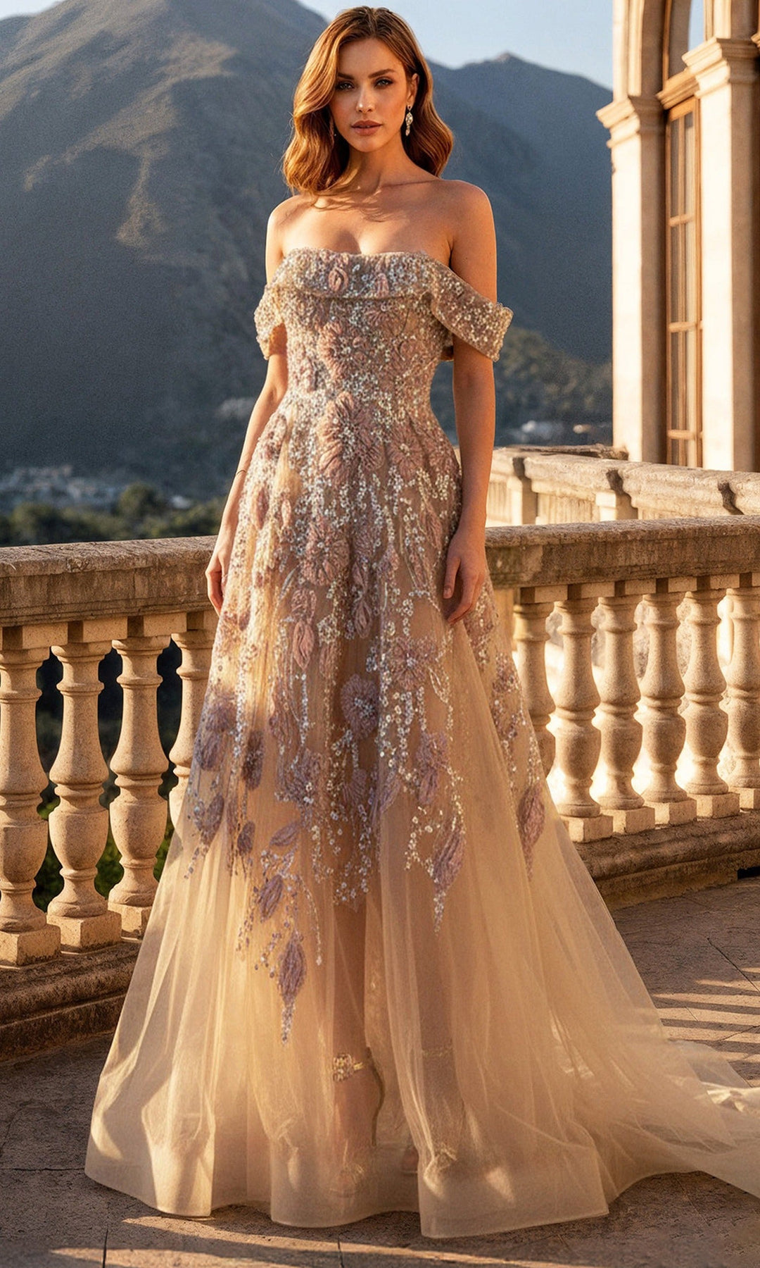 Terani Couture 261M6435 A-Line Skirt Beaded Tulle Evening Dress