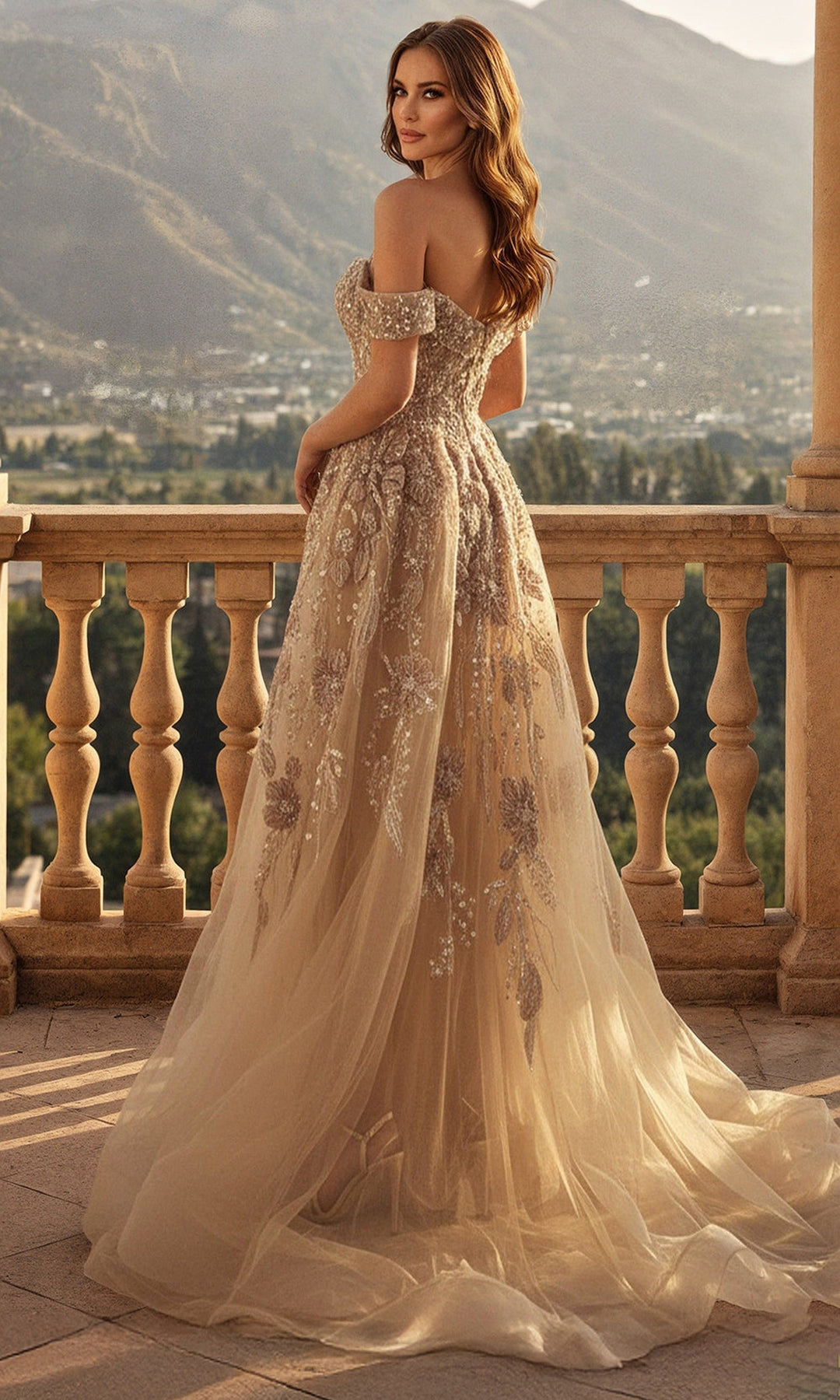Terani Couture 261M6435 A-Line Skirt Beaded Tulle Evening Dress