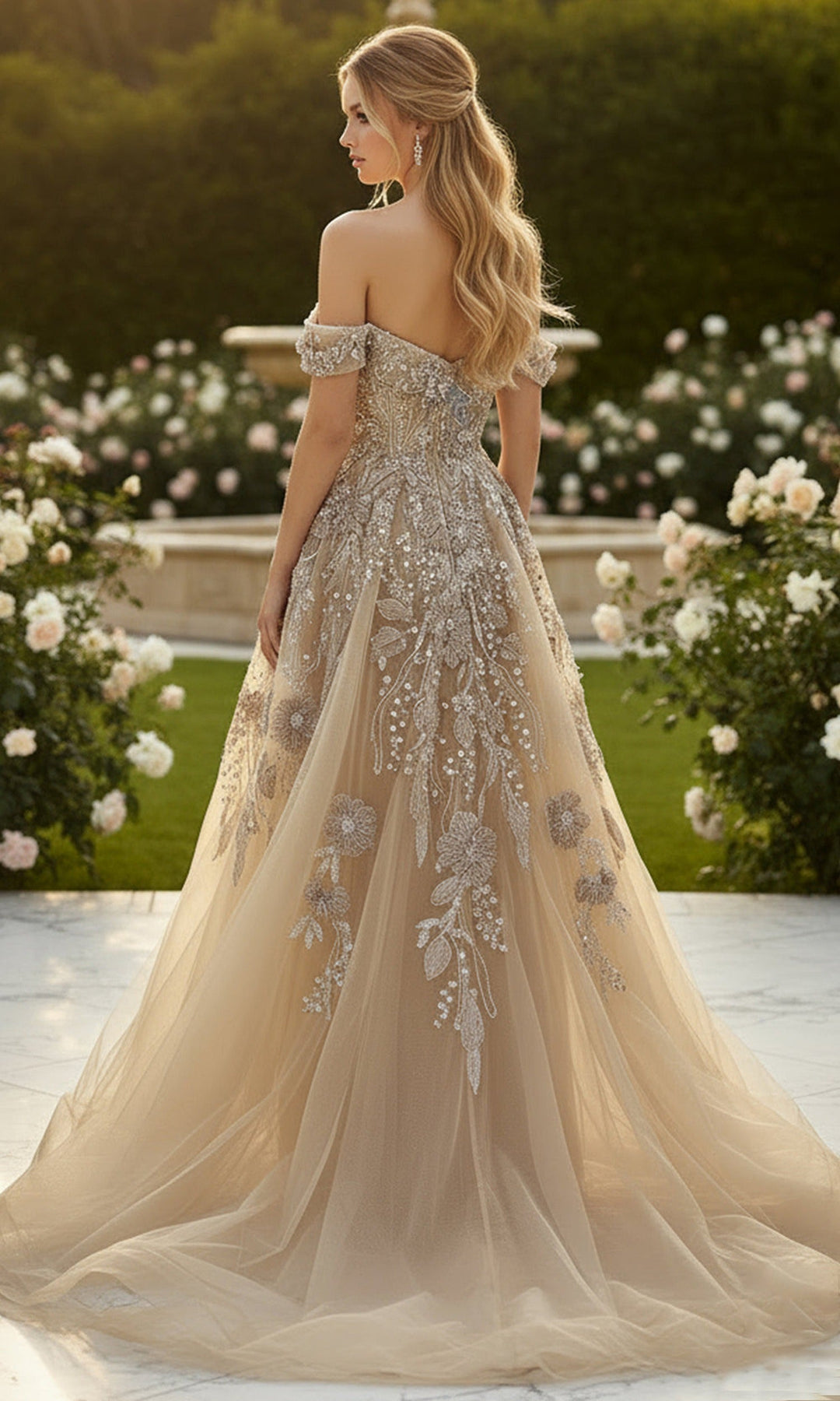 Terani Couture 261M6435 A-Line Skirt Beaded Tulle Evening Dress