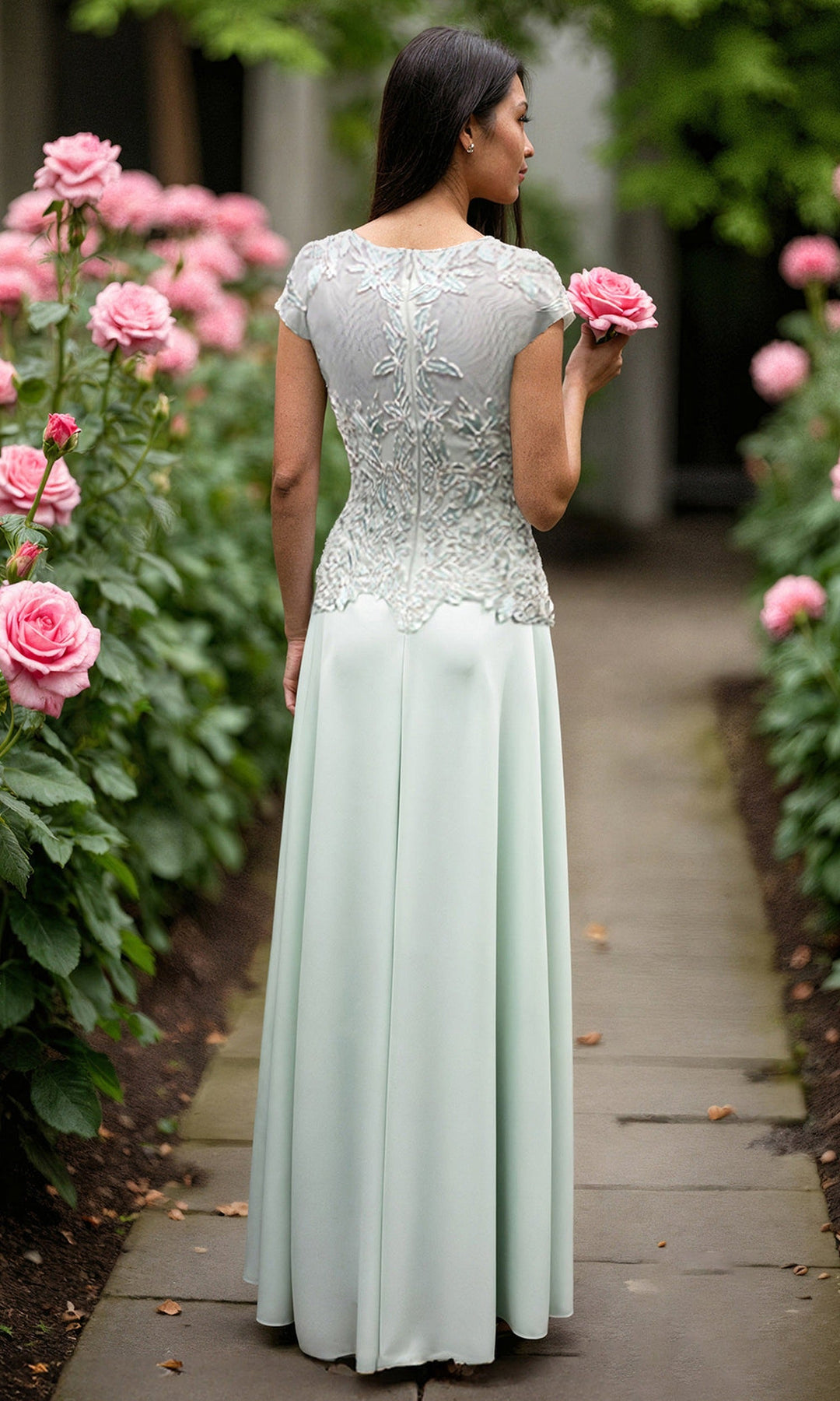 Terani Couture 261M6437 Cap Sleeve Chiffon A-Line Dress